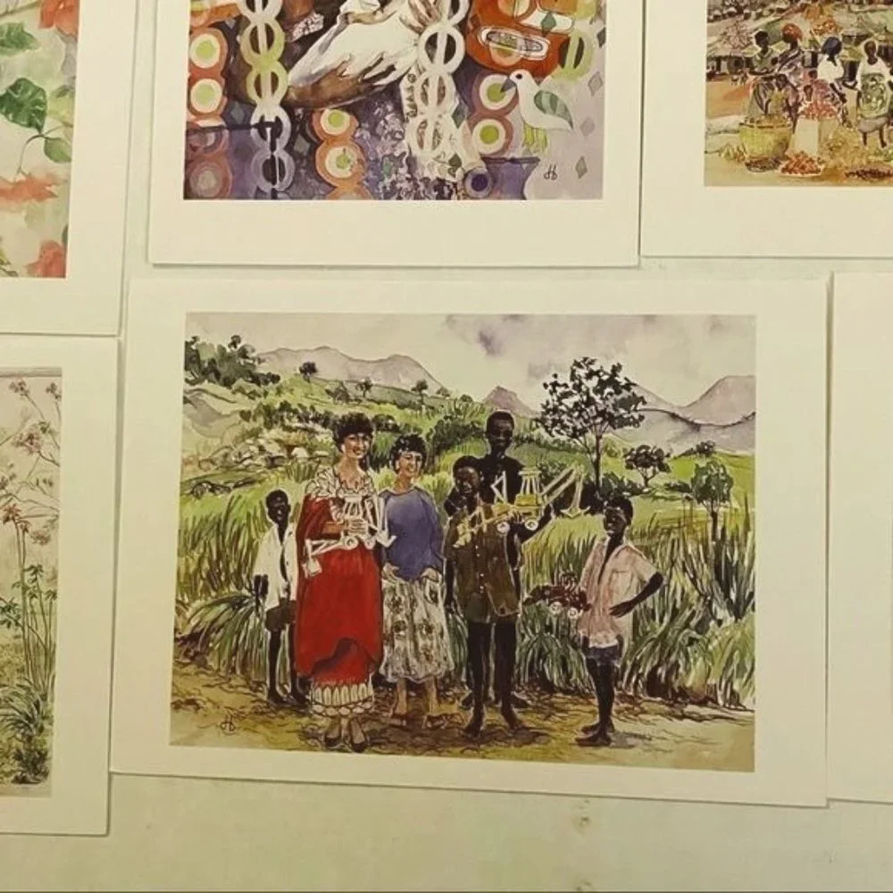Watercolor by Dorothy B. Hayes 1994 Blank‎ Cards Set of 14 Floral People Farm